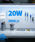 LED Shop Light Two Foot Energy Saving 20W 3000LM 6500K Daylight T8 Tube illuminating a workbench with tools