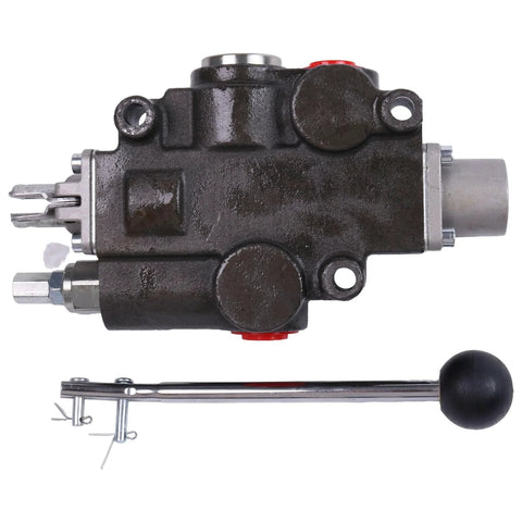 JZGRDN four-way hydraulic control valve RD512CA5A4B1, black cast-iron body with lever, 3/4 in NPT in/out ports