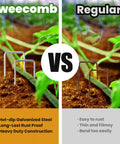 Comparison of Beefy 6 Inch Galvanized Steel Garden Stakes showing durability vs regular stakes in soil