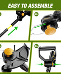 Cordless String Trimmer For Dewalt 20V Max Battery 12 Inch Electric Weed Wacker assembly steps showing components with auto line feed