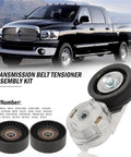 Heavy Duty Timing Belt Tensioner Pulley Kit Fit Dodge Ram 1500 2500 3500 For 2003 To 2008 Models With Drive Belt Idler Roller And Hardware Set Replaces Oem Numbers 53032130aa Ac 38058 38382, front view