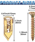 Self-Drilling Drywall And Concrete Anchor Kit With Easy Install Heavy Duty Screws In Yellow Zinc Plated Carbon Steel No Drill Holes Needed Rust Resistant Wall Anchors For Shelves TVs And Heavy Mounts, 80-piece sizes shown