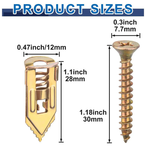 Self-Drilling Drywall And Concrete Anchor Kit With Easy Install Heavy Duty Screws In Yellow Zinc Plated Carbon Steel No Drill Holes Needed Rust Resistant Wall Anchors For Shelves TVs And Heavy Mounts, 80-piece sizes shown