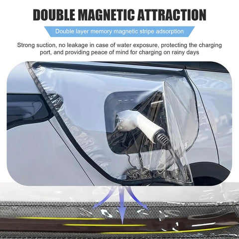 Universal Ev Charger Port Cover Waterproof All Weather Guard Top Shelf Slick Build Beats Rain And Snow Keeps Your Electric Ride Charging No Sweat Season After Season with strong magnetic attraction.