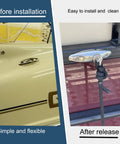 Before and after installation of 316 Marine Grade Stainless Steel Quick Release Fender Hangers For Pontoon Boats.