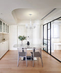 Three Light Fashion Kitchen Island Chandelier With Frosted Glass Shades And Hollow Metal Shade, Brushed Nickel Finish in dining room