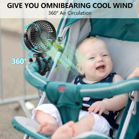 Mini Handheld Portable Fan With Flexible Tripod Clip On Stroller