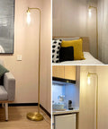 Gold Industrial Floor Lamp With Glass Shade For Living Room And Bedroom Vintage Brass Standing Lamp With E26 Socket And Foot Switch