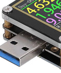 Close-up of Voltmeter And Ammeter USB Tester With Color LCD Screen PD Trigger Pro Grade Multifunction Power Meter for Fast Charging