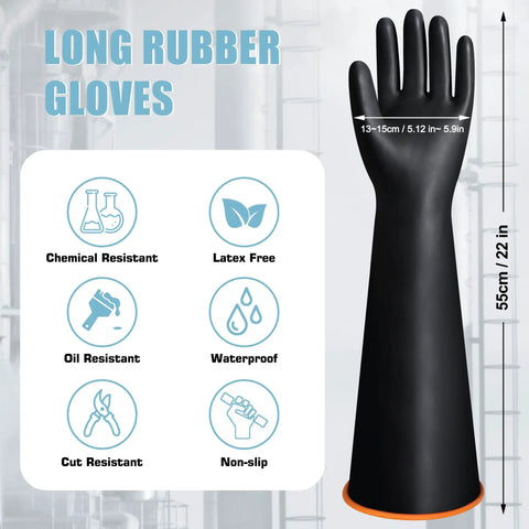 Long 22 Inch Chemical Resistant Gloves For Tough Jobs Heavy Duty Rubber Waterproof Dishwashing Gloves For Men XL Size