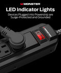 Heavy Duty 7 Outlet Surge Protector Power Strip 240V 1350 Joules With 4ft Cord Type B Plug And Metal Enclosure Fireproof MOV Pro Audio Studio Ready Black with LED indicator lights