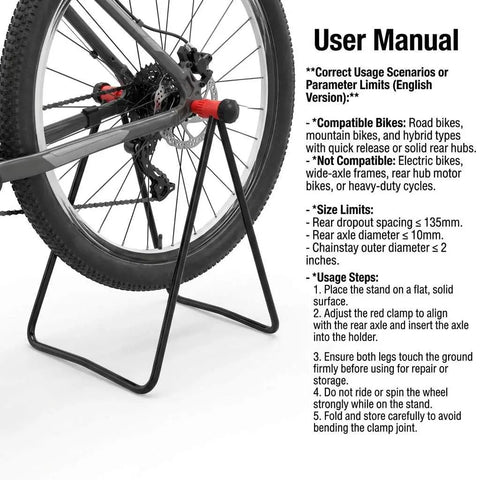 Foldable Steel Bicycle Floor Stand 2 Pack For Road, MTB And Hybrid Bikes with rear wheel supported in stand