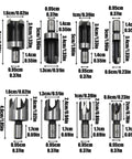 Kickass Eight Piece Wood Plug Cutter Drill Bit Set Offering Straight And Tapered Options For Heavy Duty DIY Projects And Home Renovations Real Deal Steel Bits That Slice Clean Every Single Time, various sizes displayed.