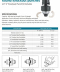 Manual Knockout Hole Punch Driver Kit For Conduit 1/2 Inch To 2 Inch Holes, Clean And Precise KO Tool Set Specifications