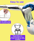 Person using scissors to cut Two Pack 32.8 Ft Pipe Insulation Wrap For Outdoor Pipes, foam and foil material shown, wearing gloves