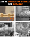 One Quarter Inch Air Brake Line Fitting Push To Connect Brass DOT Approved CA360 Pneumatic Fitting For Truck Trailer And Auto Maintenance Built Tough Corrosion Resistant High Temp Tolerant brass fitting on air line, corrosion resistance comparison