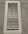 Top view of a Walk-On Ready Floor Register Vent For 4x10 Openings, Heavy Duty White Finish With Adjustable Air Supply Lever.