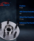 Front Wheel Bearing And Hub Assembly Two Pack For Dodge Ram 1500 2002 2003 2004 2005 2006 2007 2008 5 Lug 2 Wheel ABS