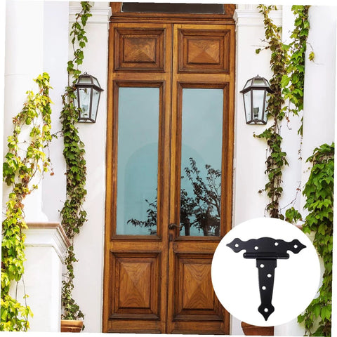 HAKIDZEL strap door hinge, black-painted wrought iron, heavy-duty decorative hinge for doors