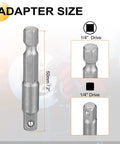 Premium Cr-V Steel 10mm Shallow 6-Point Impact Socket With 1/4 Inch Drive, 25 Mm Depth Plus Extra Long Hex Shank Adapter For Tight Spots And Bolt Removal Jobs, 50mm