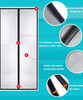 Magnetic Screen Door 36 X 82 Inches, Heavy Duty Reinforced Fiberglass Mesh, Black Modern Style, showing automatic closing features.