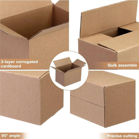 Brown Corrugated Cardboard Mailer Box With Lids For Small Items 5.7x3.3x4.1in Single Wall 32 Lb Per Sq In Eco Friendly Moving Supplies 20 Pack