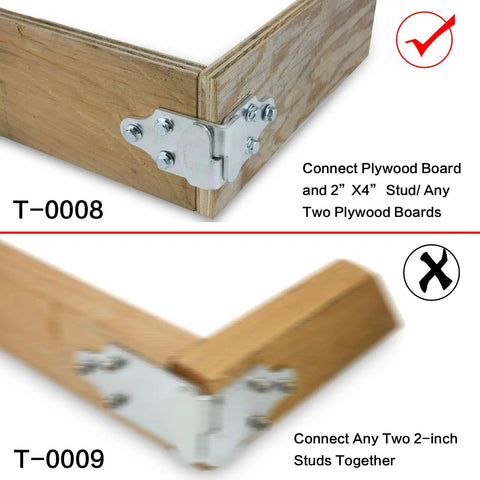 Eight Piece Trailer Corner Connector Bracket Set for wood panel sides and gates, heavy duty zinc coated steel installed on corner