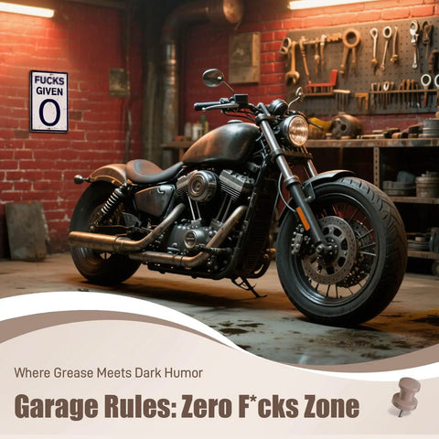 Heavy Duty Badass Zero Given Metal Sign For Man Cave Garage Wall Decor Rust Proof Vintage Bar Art 12x8 Inch Fade Resistant mounted in garage.
