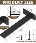 Diagram of Heavy Duty 10 Inch Floating Shelf Bracket, One Fifth Inch Thick Iron Bracket with measurements and screws.