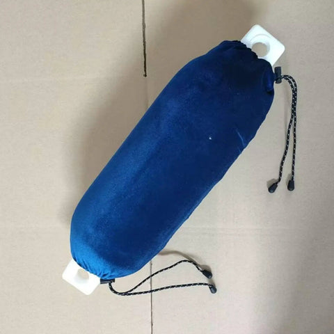 Hella Durable Inflatable Boat Fender Wrapped In Ultra Plush Velvet Keeps Dock Scratches At Bay Adjustable Closed End Marine Sock, navy and white.