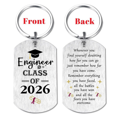 Engineer Graduation Gift Dog Tag Keychain For Class Of 2026 STEM Graduation Decor And Party Favor With Gear And Tool Engraving