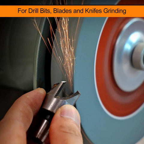 Six Inch Eighty Grit Green Silicon Carbide Bench Grinder Wheel One Half Inch Arbor Hole For Fast Metal Burr Removal And Tough Shop Builds That Smokes Through Rough Stock Like A Workhorse, grinding drill bit with sparks.