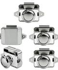 Push Button Cabinet Door Lock 5 Pack For Boats RVs Yachts Campers And Caravans Marine Drawer Latches Chrome ABS Zinc Alloy