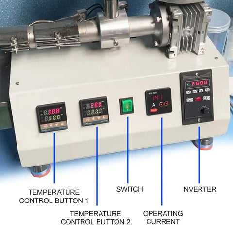 Desktop 3D Printer Filament Extruder Machine Harnesses 1000W Power And Single Screw Design control panel with temperature settings.