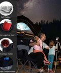Family using Oversized XL Camping Chair For Adults Built Tough 500 Lb Capacity Padded Headrest at night by a telescope
