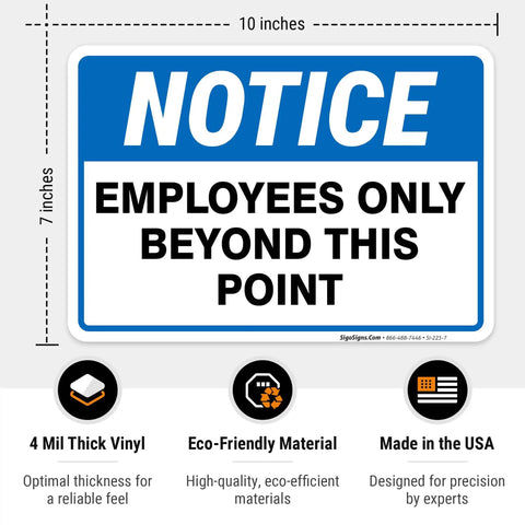 Heavy Duty Reflective Aluminum Employees Only Sign Real Deal Staff Access Warning Plate 10x7 inch blue notice sign