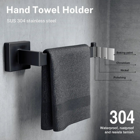Matte Black Bathroom Accessories Set Five Piece Wall Mounted Hardware Kit Built To Last In 304 Stainless Steel Rustproof Towel Bar Rack With 23 Inch Towel Rails For A Modern Sleek Look