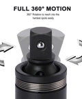 Three Quarter Inch Drive Impact Universal Joint Built Tough From CR MO Steel With 360 Degree Swivel in black phosphate finish.