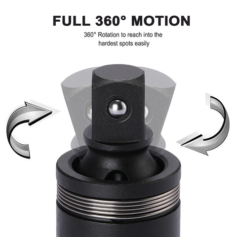 Three Quarter Inch Drive Impact Universal Joint Built Tough From CR MO Steel With 360 Degree Swivel in black phosphate finish.