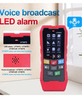Top Shelf Digital Stud Finder And Wall Scanner Featuring Hella Accurate Wood Metal Detection Live AC Wire Alert And Precise Depth Measurement For Home Repair Essentials, in red with display screen and buttons.