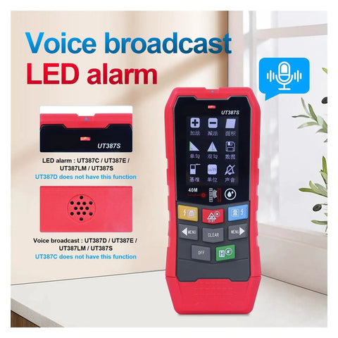 Top Shelf Digital Stud Finder And Wall Scanner Featuring Hella Accurate Wood Metal Detection Live AC Wire Alert And Precise Depth Measurement For Home Repair Essentials, in red with display screen and buttons.