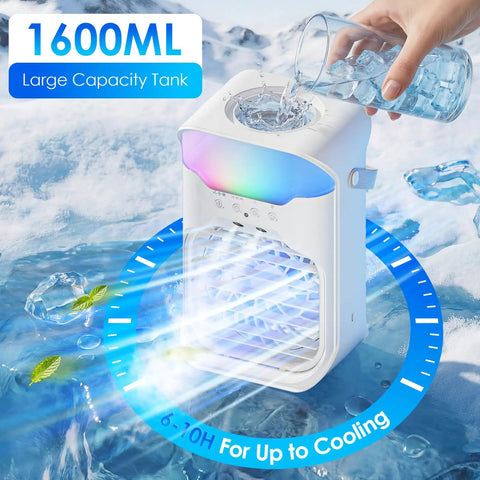 Chill Anywhere With This Dual Nozzle Portable Evaporative AC With Remote 3 Speeds Timer 70 Degree Airflow 1600ML Tank