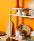 Wooden shelves supported by 12 Pack Fully Threaded Rods Five Sixteenth Inch UNC By One And A Half Inch Length Zinc Plated Carbon Steel