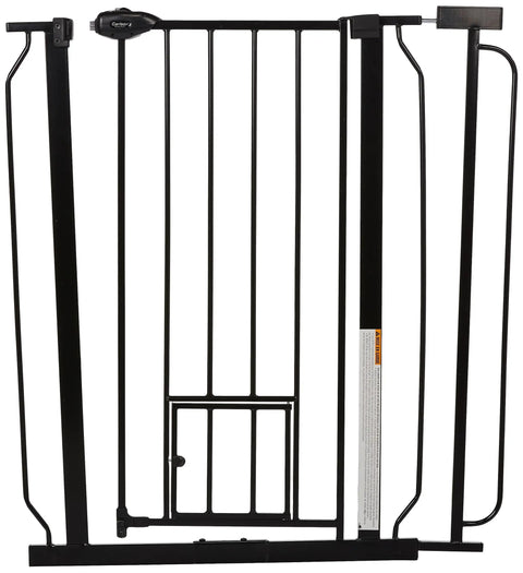 Extra Tall Walk Through Dog Gate For Doorways And Bottom Of Stairs 36 Inch Metal Pet Gate With Small Pet Door Adjustable Black