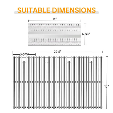 Dimensions of Heavy Duty Thick 9Mm Stainless Steel Cooking Grates Four Pack Heat Plates Flame Tamers for Blaze Grill Replacements