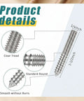Diagram of 20 Pack 1/4-20 X 1-1/2 Inch Hanger Bolts with Driver, showing screw details and silver finish for wood furniture joints.