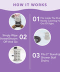 Steps to use Big Time Win For Your Bathroom Two Inch Stand Up Shower Drain Protector Hair Catcher Strainer Gray Clog Guardian.