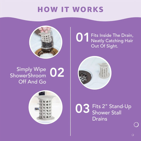Steps to use Big Time Win For Your Bathroom Two Inch Stand Up Shower Drain Protector Hair Catcher Strainer Gray Clog Guardian.