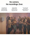 Real Time Noise And Security Monitor For Airbnb And Offices With Privacy Safe Decibel Meter, Around The Clock Alerts For Noise Thresholds, AI Occupancy And Party Detector, Radar Motion Sensor, Humidity And Intruder Alerts wall-mounted in a party room