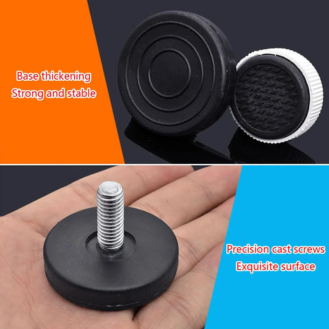 10 Pack Adjustable Furniture Leveling Feet with Screw In Floor Protectors showing round base and screw detail.